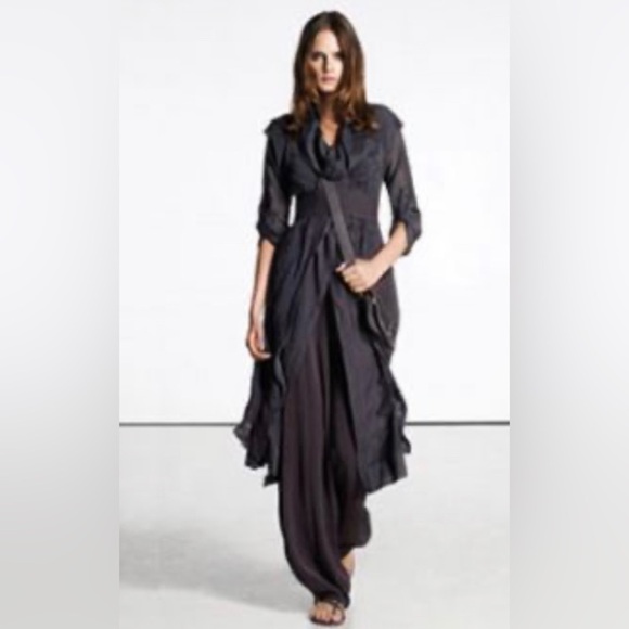 SARAH PACINI Sz 1 Futuristic Lagenlook Statement Collar & Bubble Hem Overcoat - Picture 1 of 13